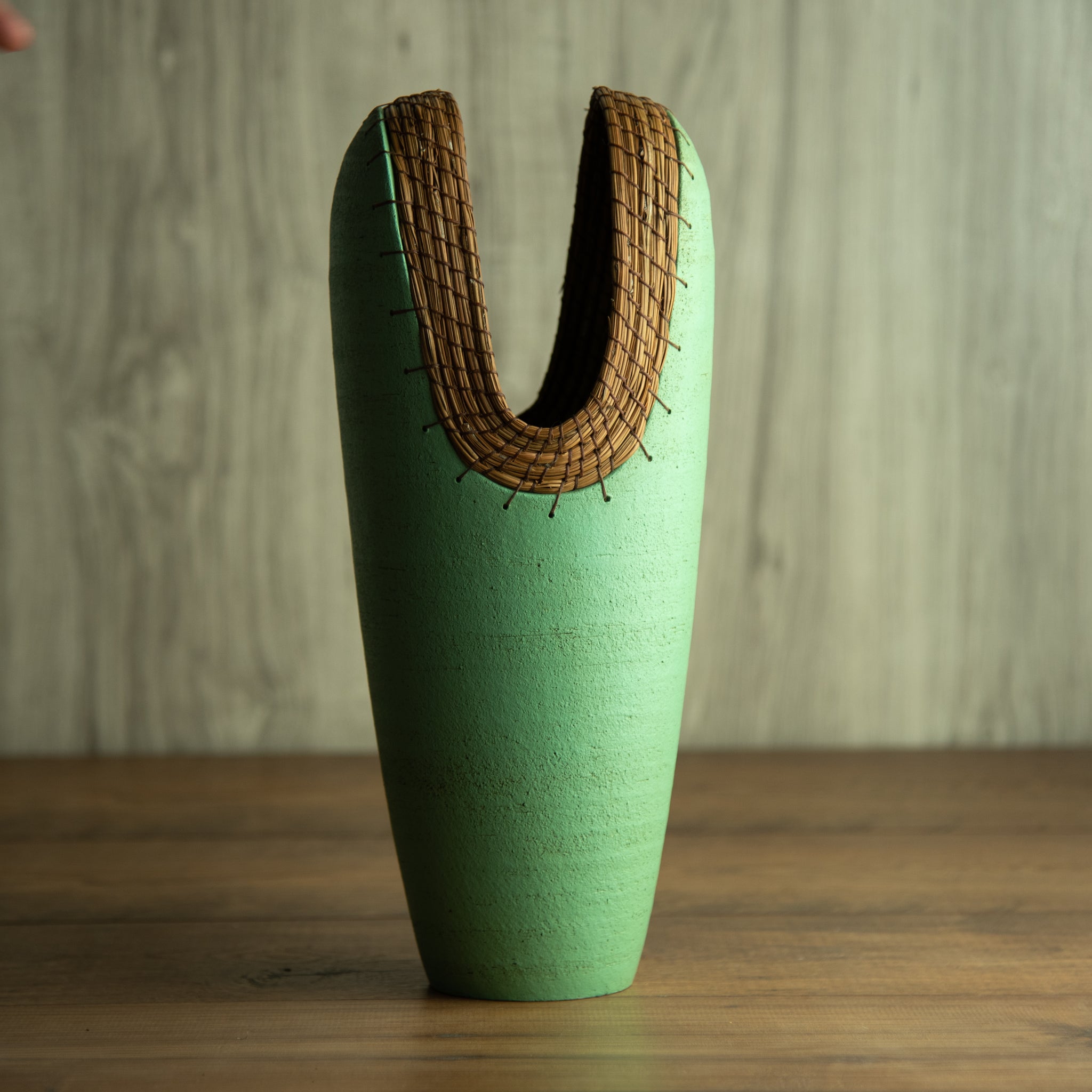 Tall Slim Heart Vessel in Sage Green