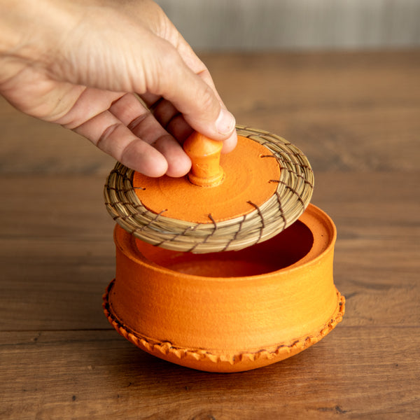 Orange lidded container