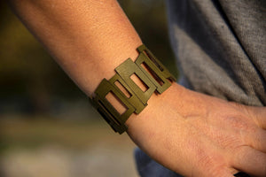 Mid Cen Mod Rectangle  Leather Bracelet