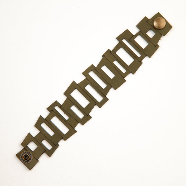 Mid Cen Mod Rectangle  Leather Bracelet