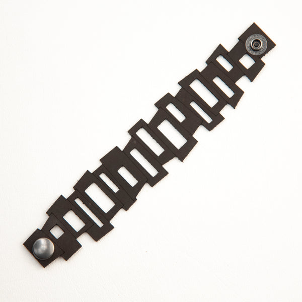 Mid Cen Mod Rectangle  Leather Bracelet