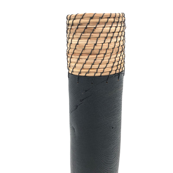 Black wood vase with natural crack 12”