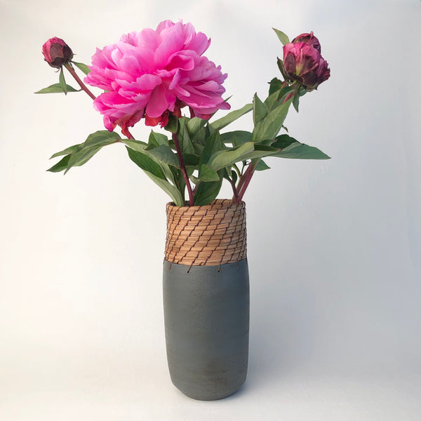 Gray cylinder vase