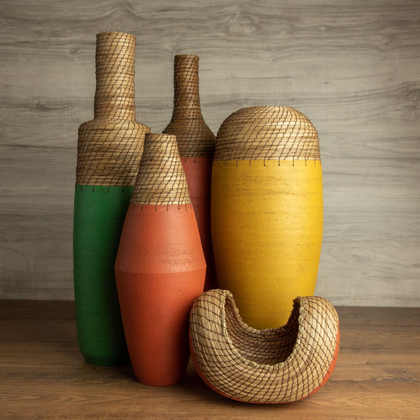 Tall Burnt Orange Bottle Vessel