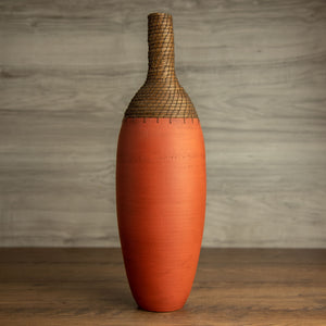 Tall Burnt Orange Bottle Vessel