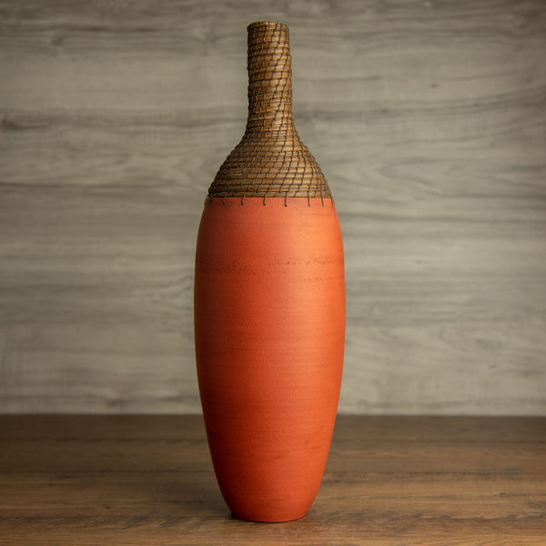 Tall Burnt Orange Bottle Vessel